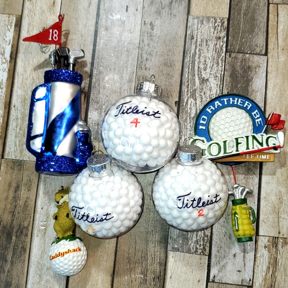 Set of 6 Golf Christmas Ornaments